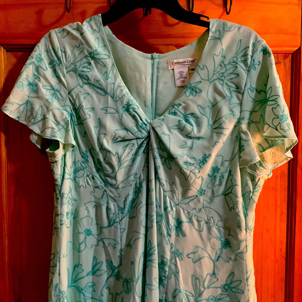 Embroidered green A-line dress